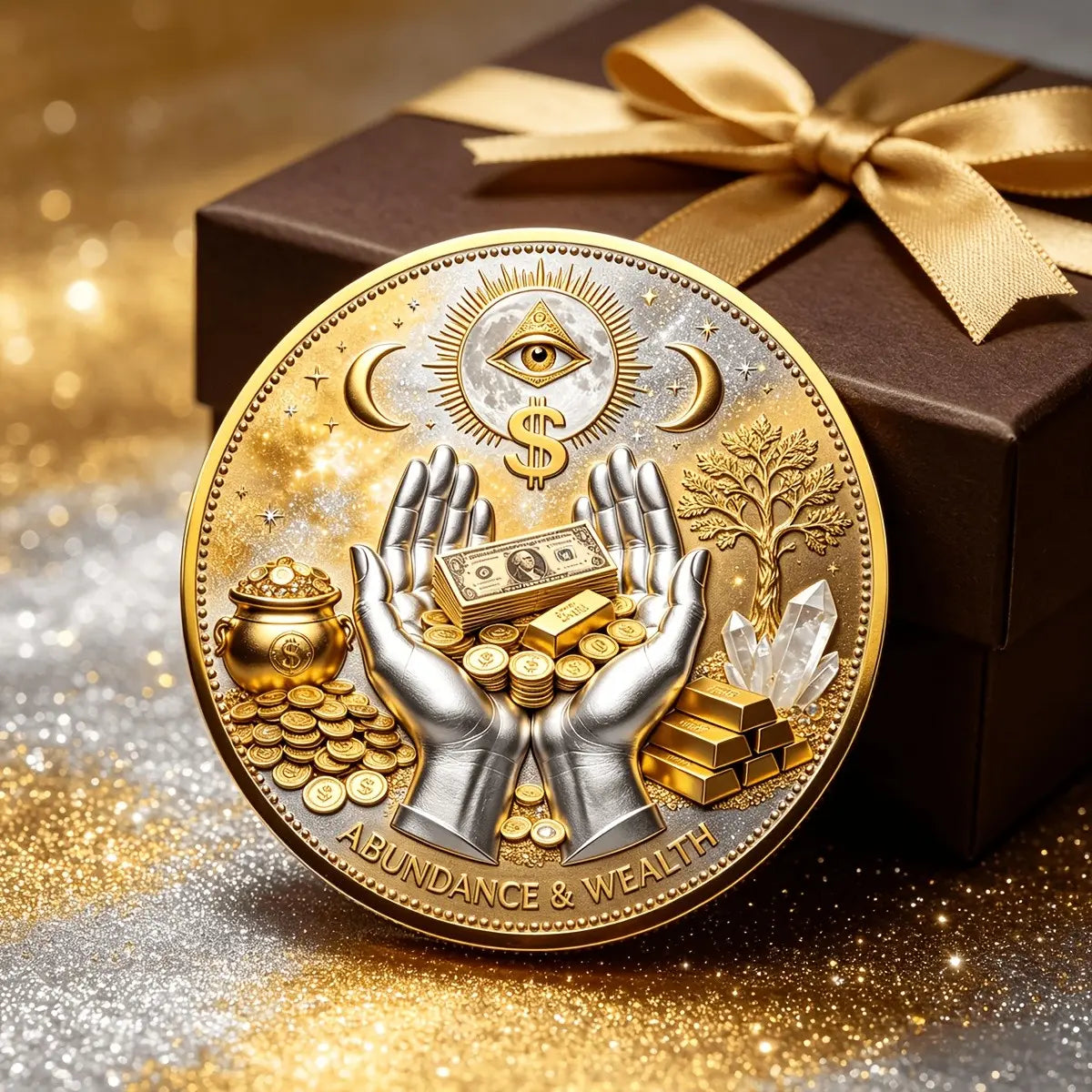3D Wealth Collection Coin, All-Seeing Eye, Attracts Fortune, Portable Luck Charm, Ideal Gift for Men, Entrepreneurs, Business Openings