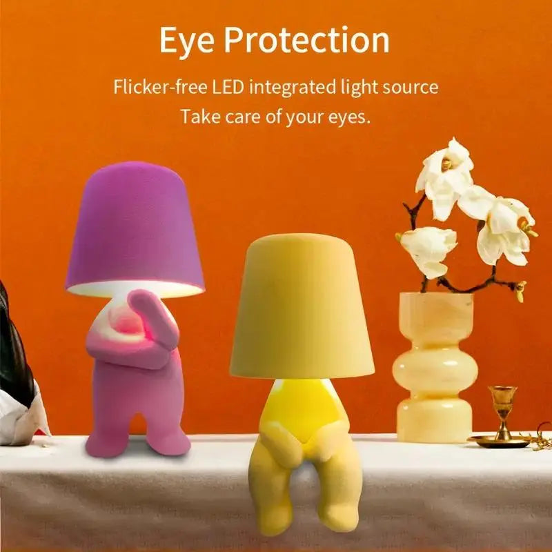 Touch Control Thinker Statue Table Lamp, 3-Way Dimmable LED Bedside Light with USB Port, Modern Bedroom & Home Decor