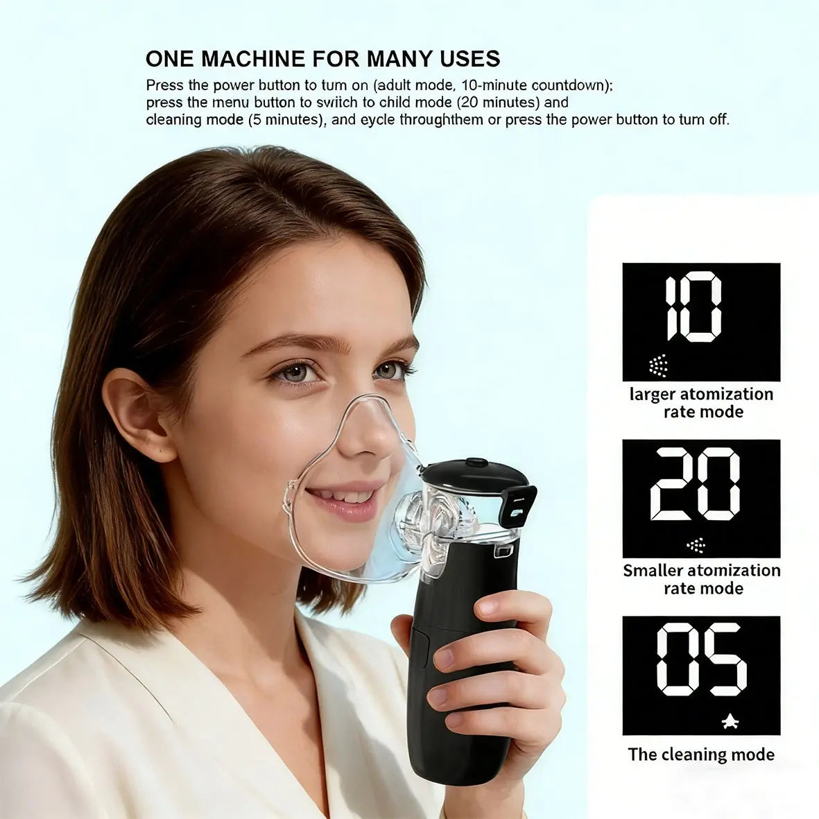 Portable Handheld Facial Steamer with Mesh Mask, Rechargeable Humidifier, LED Display & Duckbill Attachment