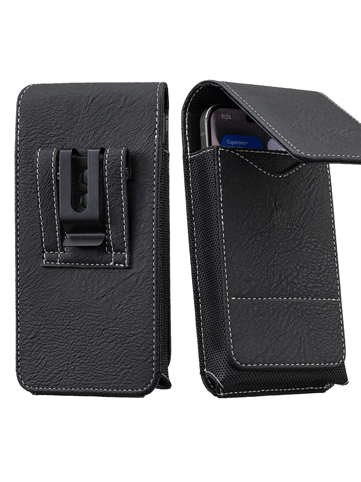 Men's Cell Phone Holster Pouch with Card Holder, Belt Clip Holster Casual Belt Bag for iPhone 17 Pro Max Samsung Galaxy S25 S24 S23 S22 S21 S20 Ultra A16 A15 A14 A13 A55, Black Available