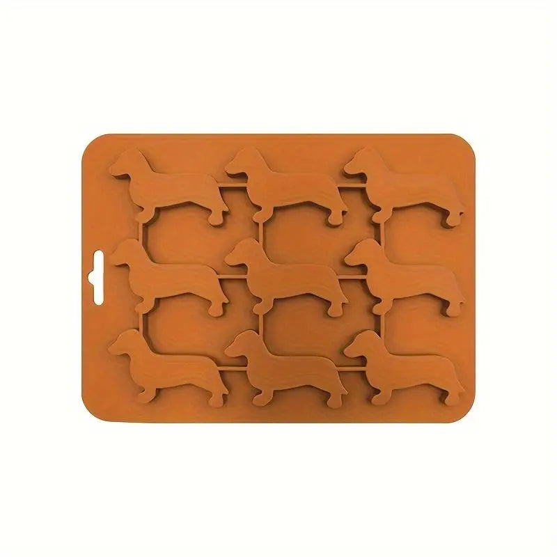 Cartoon Dog Shaped Ice Cube Mold, 1 Count Creative Dachshund Design Silicone Ice Cube Tray, Ice Molds, Ice Trays for Freezer, Multifunctional Chocolate Mold, Kitchen Utensils