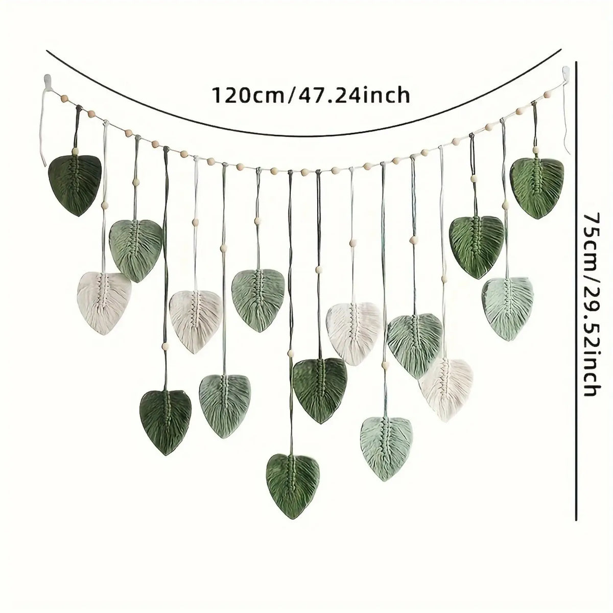 Boho Macrame Leaf Wall Decor, Handmade Rustic Room Decoration