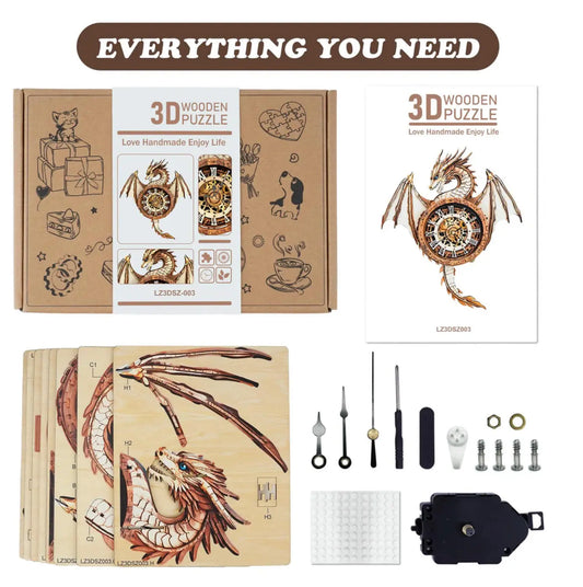 3D Wooden Mechanical Clock Puzzle Kit for Adults, DIY Pendulum Desk Decor & Unique Gift for Puzzle Lovers