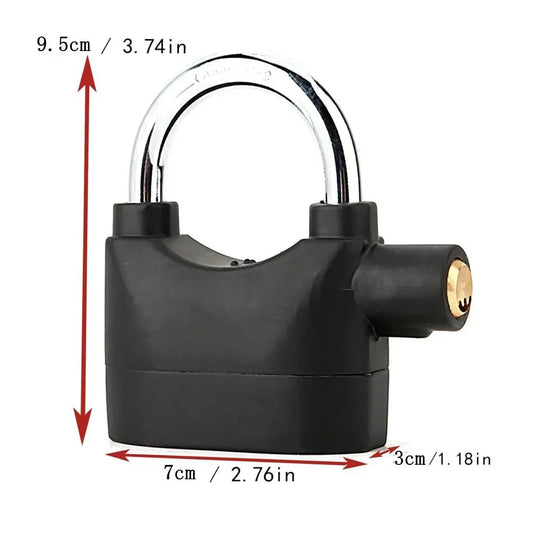 110 dB Alarm Padlock with 3 Keys, Heavy-Duty Outdoor Security Lock for Garages, Fences & Storage Units