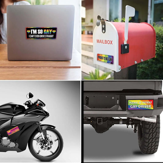 Funny Pride Rainbow Car Magnet, Reusable LGBTQ+ Bumper Magnet, 7.8 x 3.1 in, Cute Car, Truck & Fridge Decoration
