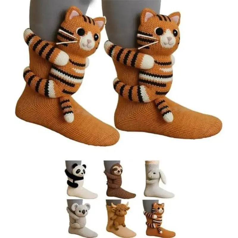 3D Knit Animal Socks, Cute Plush Novelty Socks, Soft & Cozy Unisex Design