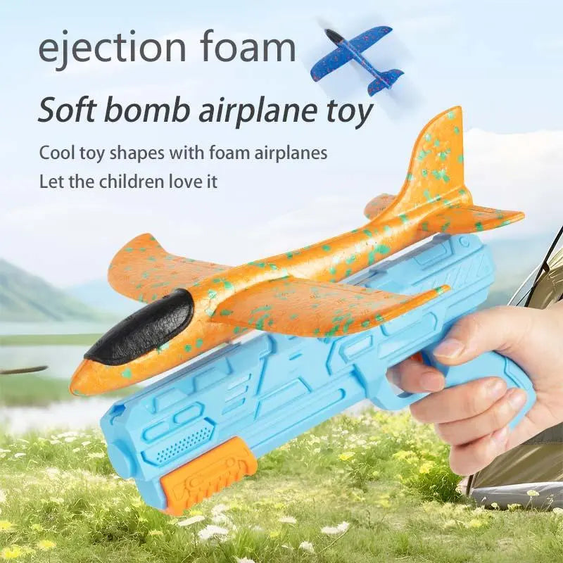 Foam Aircraft Toy with Launcher, 1 Set Outdoor Interactive Airplane Toy, Party Lawn Toy and Birthday Gift for Boys and Girls