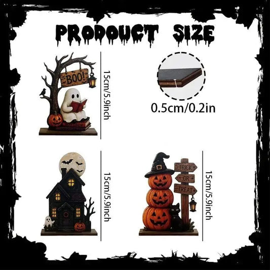 Halloween Layered Tray Decor Set, Ghost & Pumpkin Wooden Decor, Rustic Fall Home Decor, Cute Ghost Gift