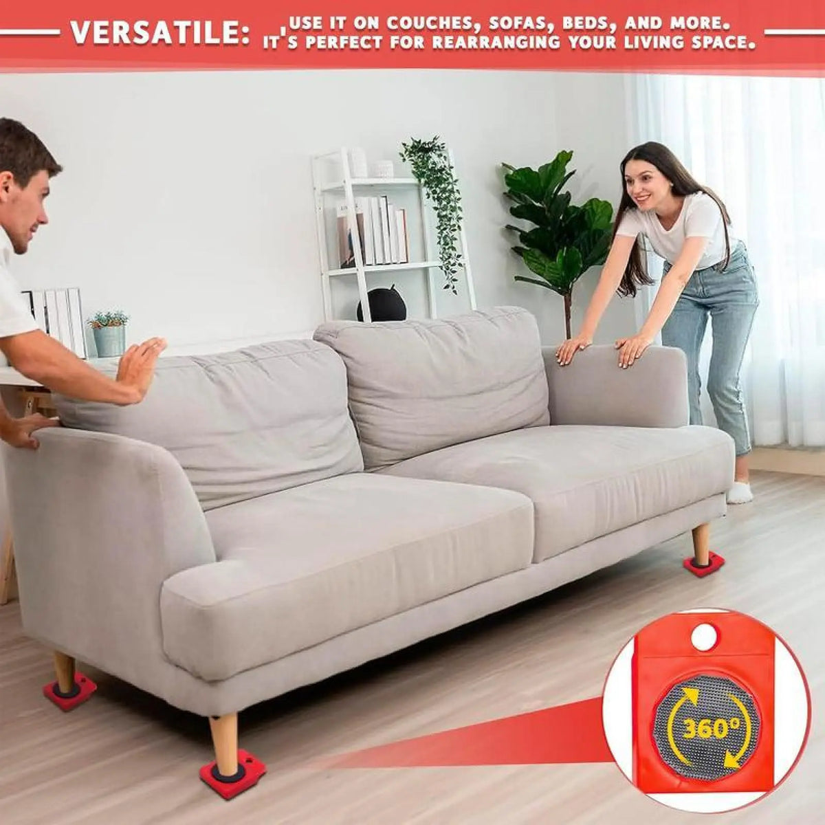 Heavy-Duty Furniture Mover & Lifter Tool Set | 600 lbs Capacity, 360° Rotation Dolly