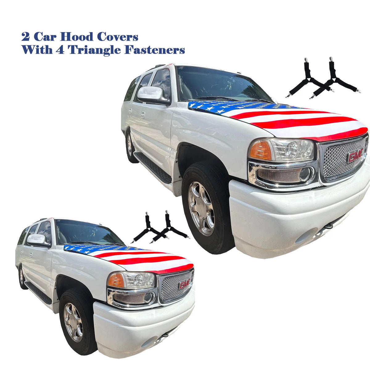 American Flag Car Hood Cover – Memorial & Independence Day Commemorative Edition with Dual Triangle Clips