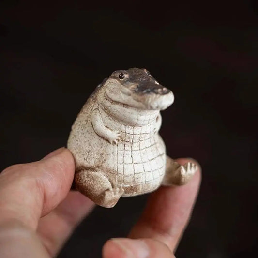 Cute Baby Crocodile Tea Pet Ornament, Handmade Tea Table Decor & Gift for Tea Lovers