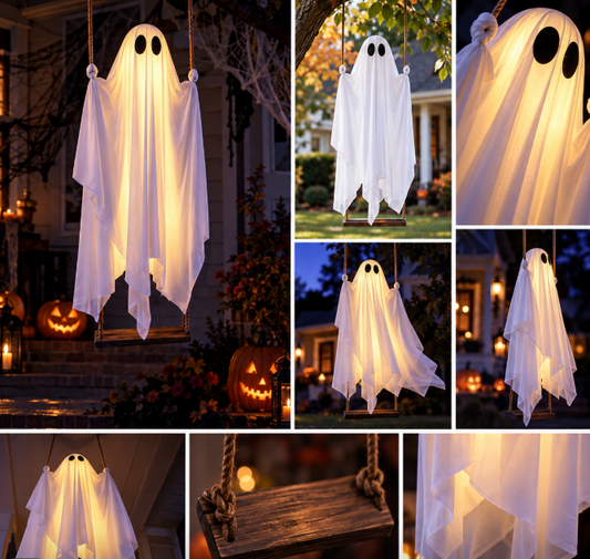 Large Pre-Assembled Hanging Ghosts for Halloween Outdoor Yard, Porch & Party Decorations