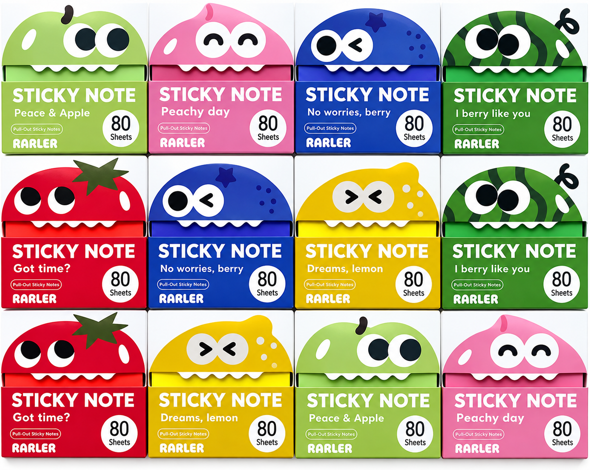 Transparent Pull-Out Glitter Sticky Notes, 12 Boxes/960 Sheets, Pop-Up Study Notes for School & Office