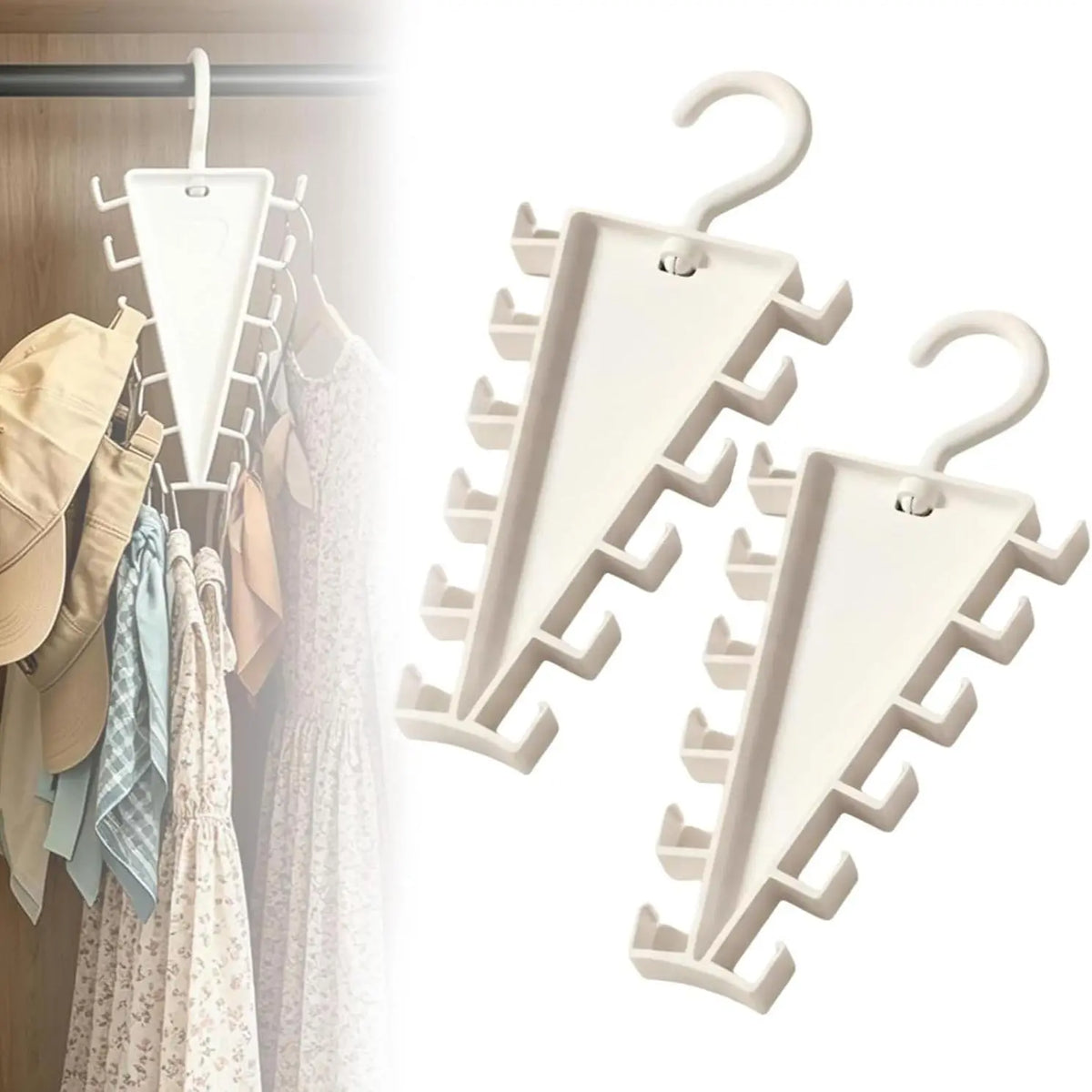 V-Shaped 360° Rotating Closet Organizer Hanger, Space-Saving 12-Hook Storage Rack