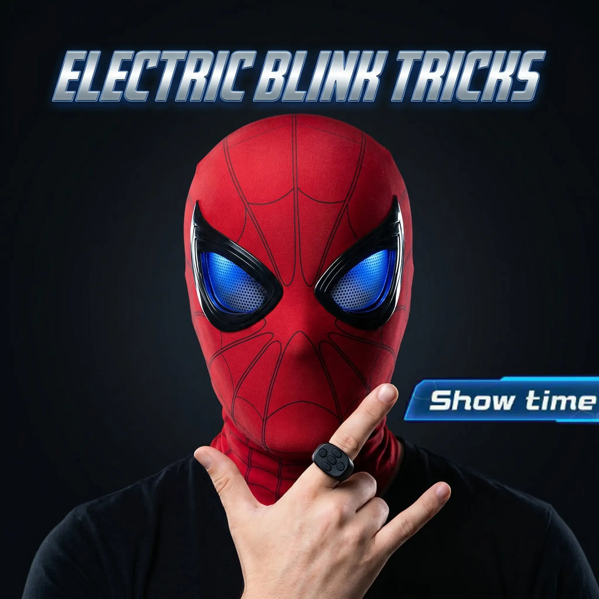Cool Hero Mask - Remote Control Skin-friendly Red & Blue Lights - Perfect for Cosplay, Halloween, Festivals, Parties