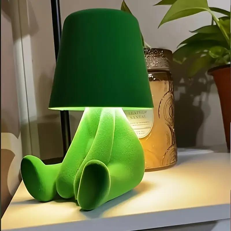 Touch Control Thinker Statue Table Lamp, 3-Way Dimmable LED Bedside Light with USB Port, Modern Bedroom & Home Decor