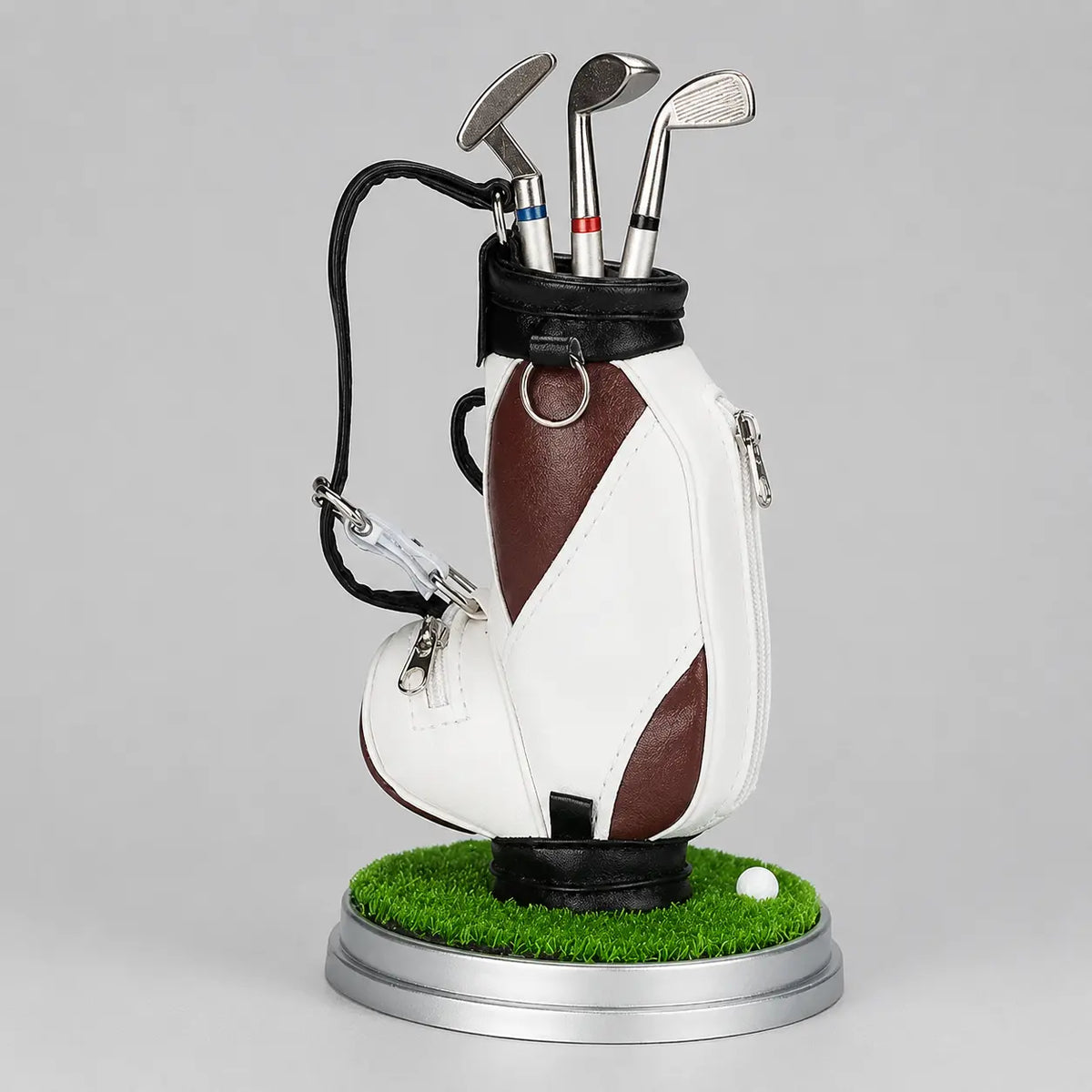 Golf Bag Pen Holder Set with 3 Golf Club Pens – Creative Desktop Organizer & Gift for Golf Lovers