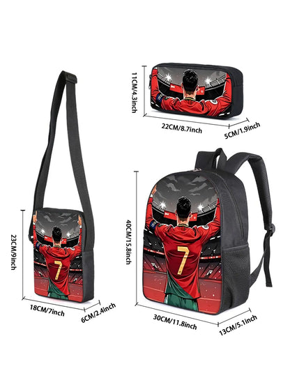 Football Star Backpack, Shoulder Bag & Pencil Case Set