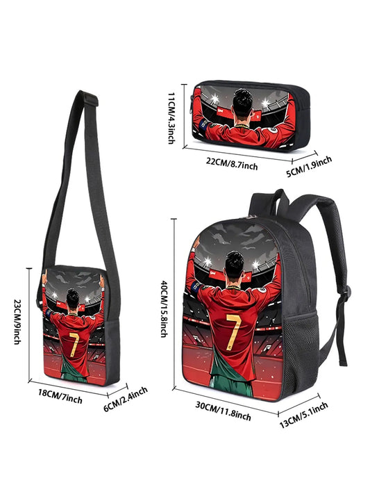 Football Star Backpack, Shoulder Bag & Pencil Case Set