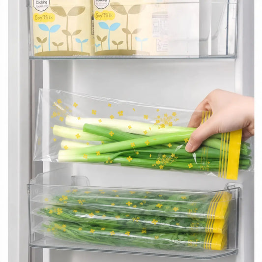 Reusable Double-Seal Airtight Food Storage Bags, Thick Food-Grade Plastic Bags for Kitchen & Refrigerator Organization