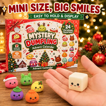 Christmas Mini Squishies Advent Calendar 2026, 24-Day Dumpling Squishy Toy Countdown with Glitter Toys for Kids