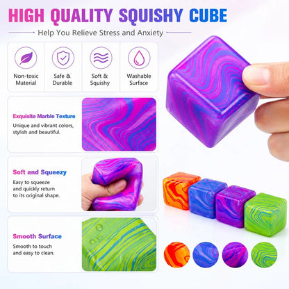 Ice Block Squishy Toy - Soft Gel Stress Relief Cube, Multicolor Slow-Rebound Sensory Fidget Toy for Adults Anxiety Relief