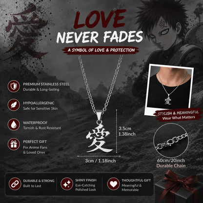 Kanji（love） Pendant Necklace, Streetwear Style Jewelry for Men & Fans