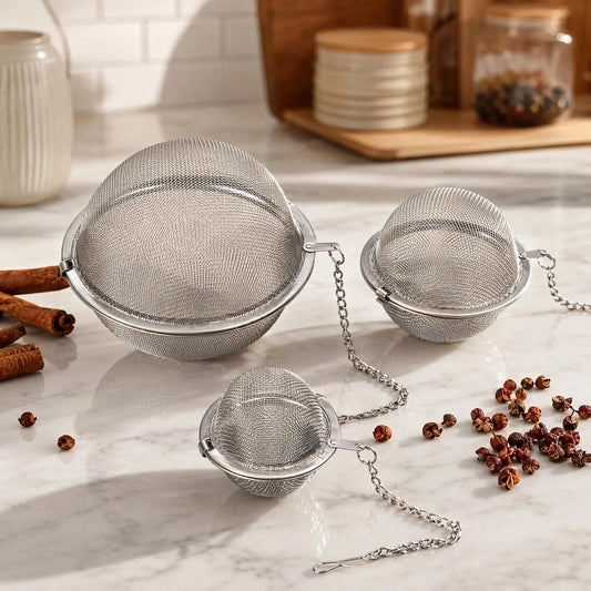 Stainless Steel Spice Infuser Ball with Chain, Fine Mesh Herb & Tea Strainer for Soup, Broth, Stew, Seasoning & Cooking