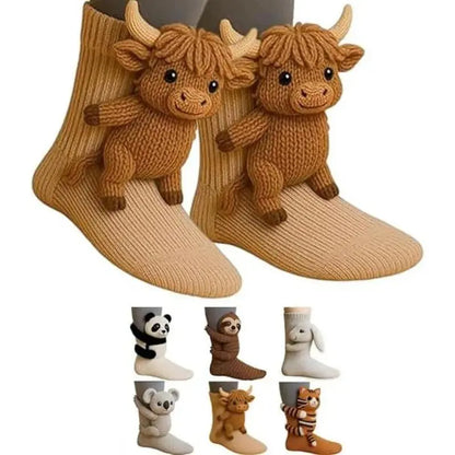 3D Knit Animal Socks, Cute Plush Novelty Socks, Soft & Cozy Unisex Design