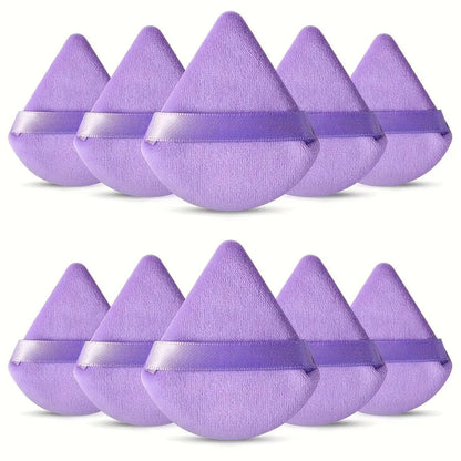 10-Pack Reusable Triangle Powder Puffs, Soft Plush Makeup Sponges for Face Powder