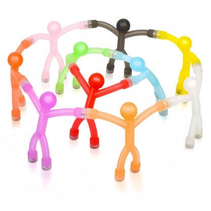 10-Pack ADHD Magnetic Stick Figure Fidget Toys, Bendable Multi-Color Sensory Desk & Travel Toys