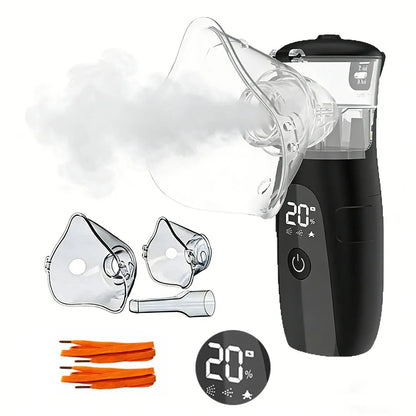 Portable Handheld Facial Steamer with Mesh Mask, Rechargeable Humidifier, LED Display & Duckbill Attachment