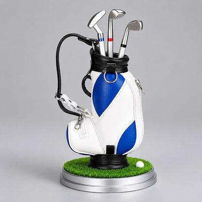 Golf Bag Pen Holder Set with 3 Golf Club Pens – Creative Desktop Organizer & Gift for Golf Lovers