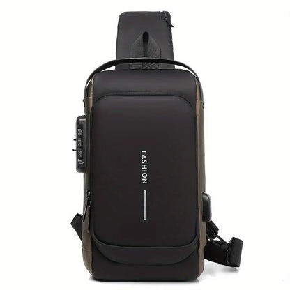 Men's Anti-Theft Chest Bag with Combination Lock — Durable Oxford Fabric, Adjustable Shoulder Strap; Ideal for Motorcycling and Casual Sports; Crossbody Style with a Summer Vibe.