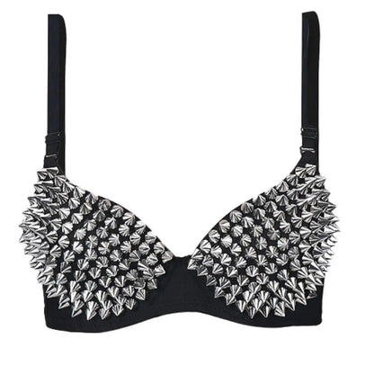 🖤 Women’s Steampunk Bra Top, Studded Nylon Festival & Cosplay Wear ⚙️✨
