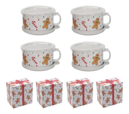 Set of 4 25-oz Halloween Mug Meals with Lids & Gift Boxes, Spooky Seasonal Drinkware & Gift Set