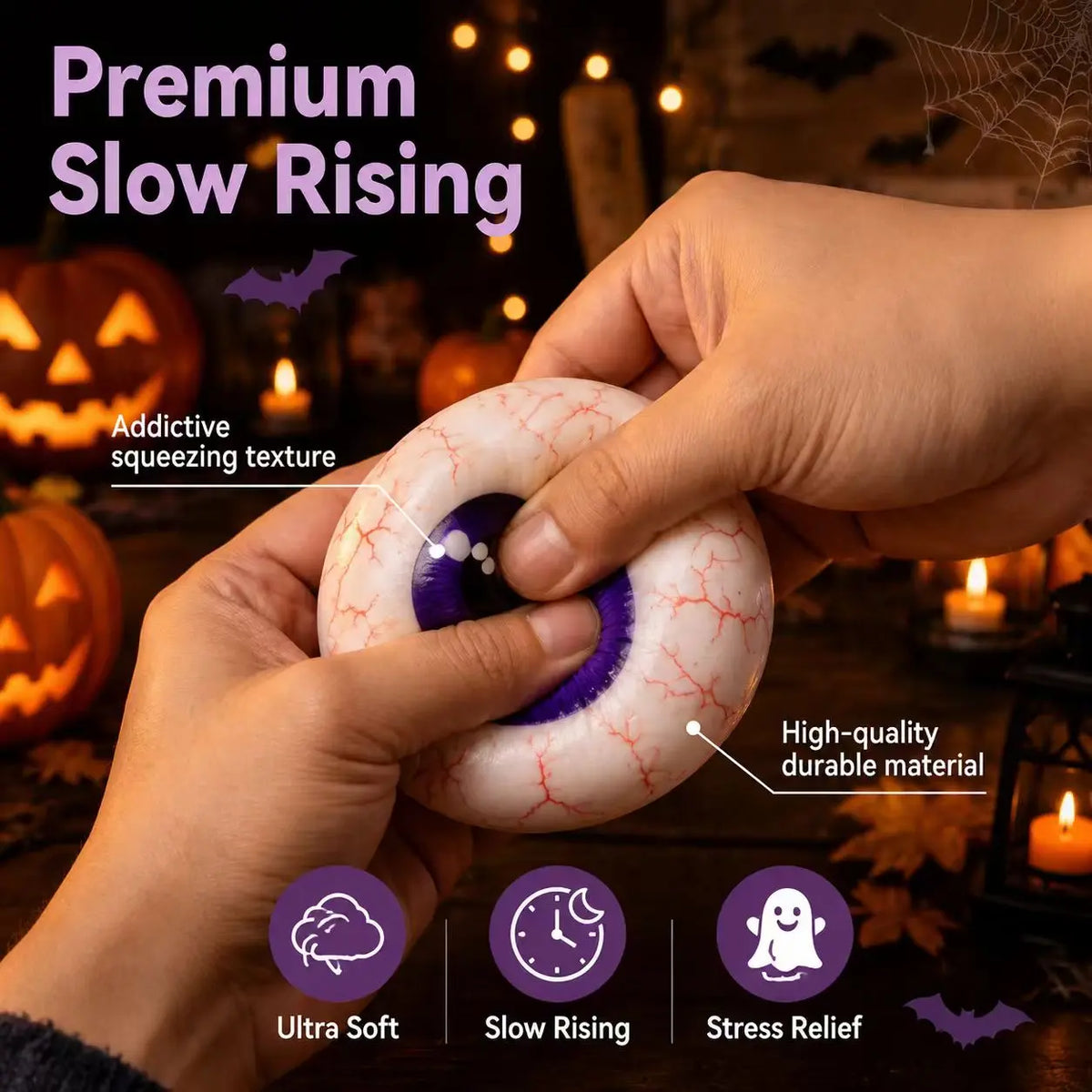 Cute Halloween Ghost Squishy Toy Set, Mini Stress-Relief Fidget Party Favors