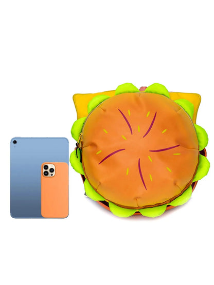 Women's Novelty Hamburger Backpack, Cute Large Capacity School Bag with Adjustable Straps