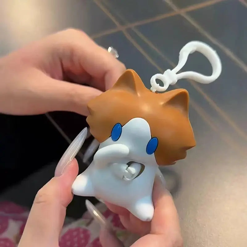 1pc Interactive Pull-String Cat Backpack Charm – Cute Moving Plush Keychain & Bag Accessory