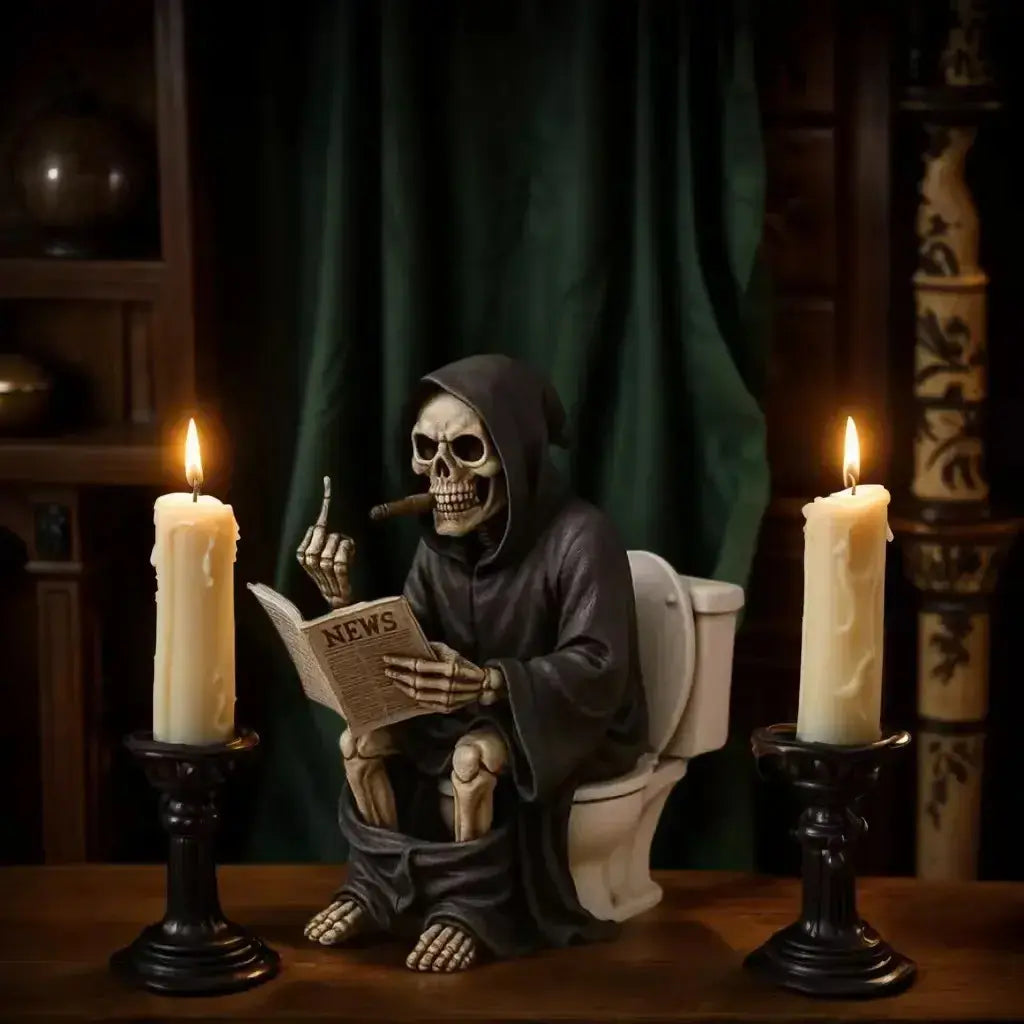 Gothic Resin Death Figurine, Horror Desk Decor & Goth Gift