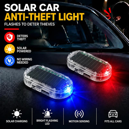 Solar Powered Car Alarm LED Light, Fake Security Warning Flasher, No-Wiring Auto Anti-Theft Decor