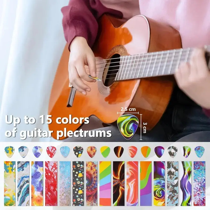 Guitar Pick Punch Kit with 15 Pick Strips, Keychain Holder & File, DIY Guitar Pick Maker Tool Set