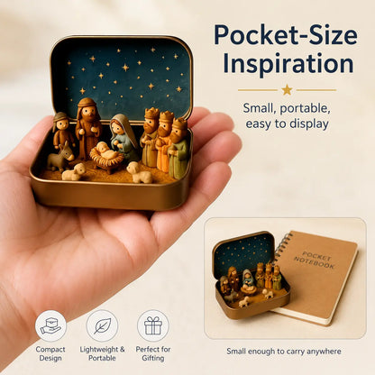 Mini Nativity Scene Set with Storage Box 🎄✝️ Hand-Painted Christmas Figurines, Portable Holiday Decor & Gift 🎁✨