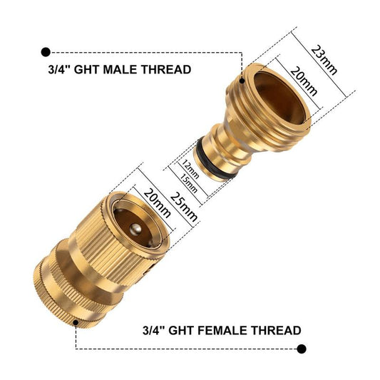 3/4" Brass No-Leak Garden Hose Connector