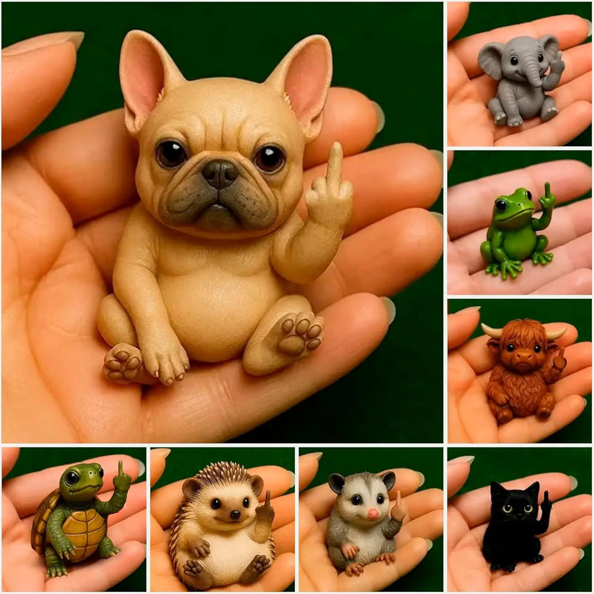 Funny Mini Middle Finger Animal Statue, Cute Desktop & Car Gag Decor