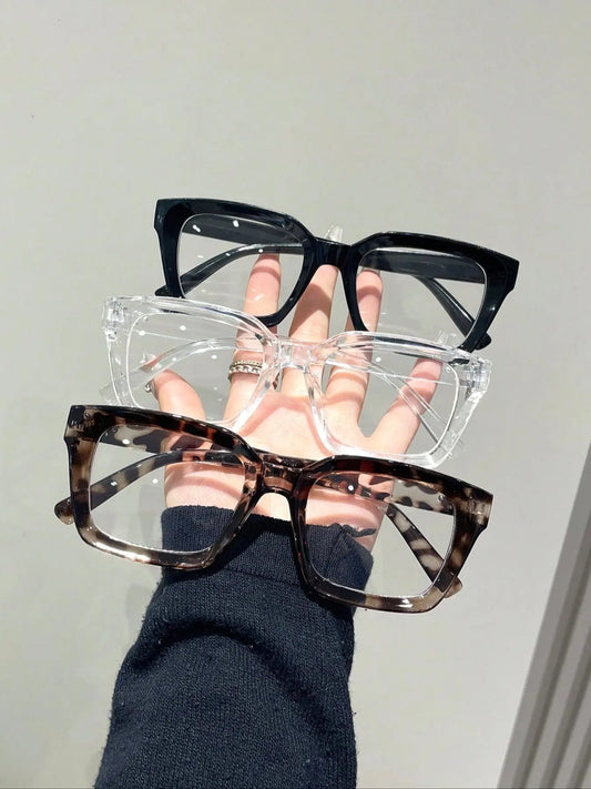 Unisex Non-Prescription Square Frame Glasses – Leopard, Clear & Solid Colors
