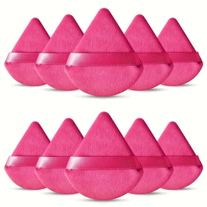 10-Pack Reusable Triangle Powder Puffs, Soft Plush Makeup Sponges for Face Powder