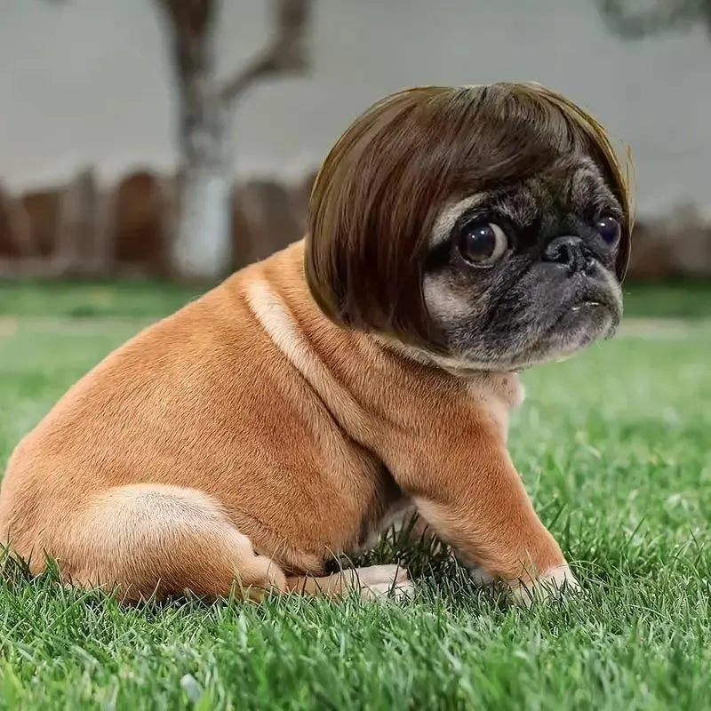 Cute Short Hair Wig Pet Headband, Funny Pet Wig Hair Accessories for Dogs & Cats, Valentine's Day Gift