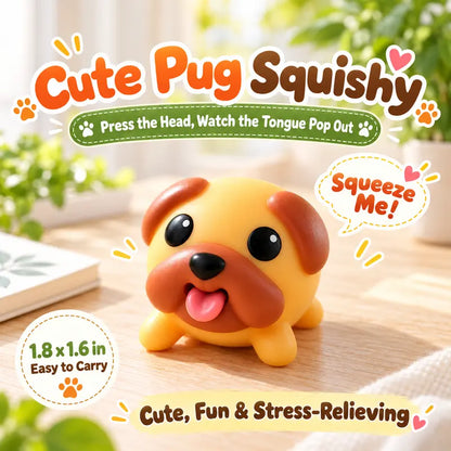 Funny Tongue Popping Pug Toy, Cute Squeeze Dog Fidget Toy, Soft Silicone Stress Relief Gadget, Novelty Desk Toy & Gift