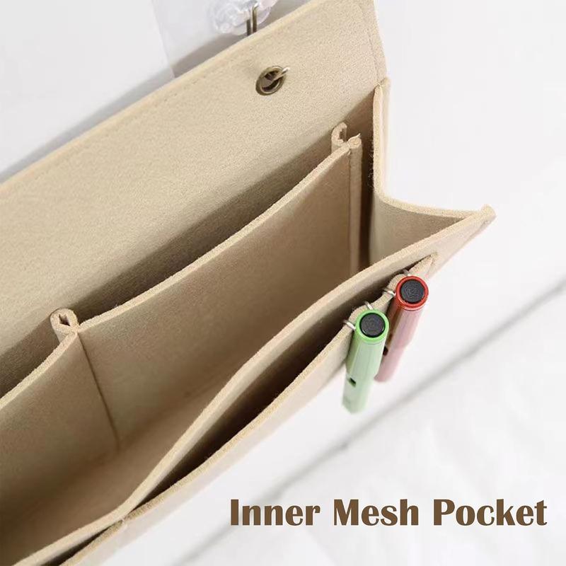 5-Pocket Felt Bedside Caddy, Hanging Bed Organizer for Phone, Glasses, Magazines & Water Bottles